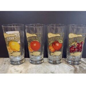 4 Williams Sonoma French Label Jus De Fruits Harvest Market Set of 4 Unused